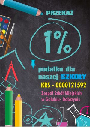 grafika plakat 1odatku dla Zespołu Szkół Miejskich w Golubiu-Dobrzyniu