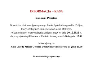 Informacja kasa 30.12.2022