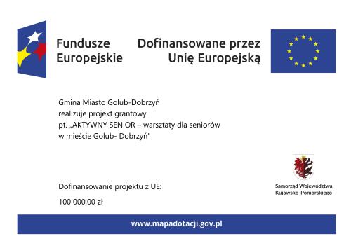 Plakat informujący o dofinansowaniu "Aktywny Senior"