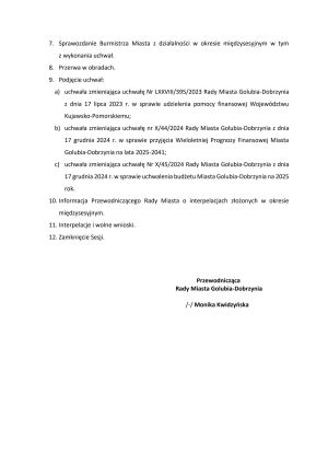 Zaproszenie na XXI Sesję Rady Miasta Golubia-Dobrzynia