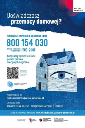 Plakat z numerem telefonu na Niebieską Linię