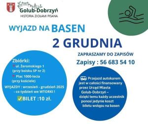 plakat z informacja o wyjeździe na basen