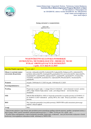 plakat z ostrzeżeniem o gęstej mgle