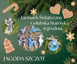 plakat z ozdobami świątecznymi