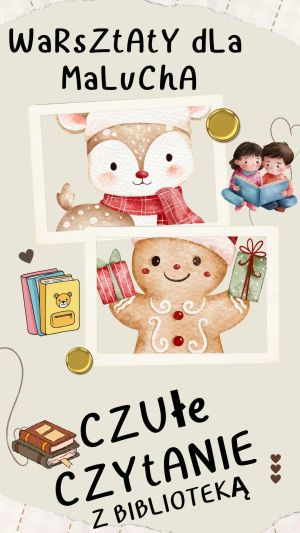 plakat z książkami, czytającymi dziećmi