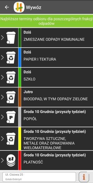 najbliższe terminy wywozu