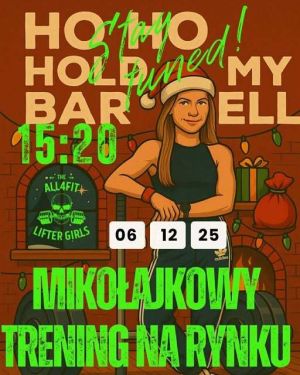 plakat z informacja o Mikołajkowym treningu na rynku