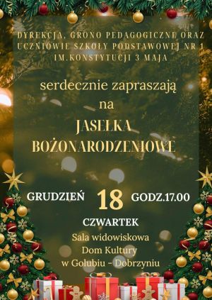 plakat  z informacją o Jasełkach Bożonarodzeniowych