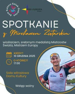 plakat z informacją o spotkaniu z panem Ziętarskim