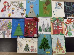 kartki świąteczne wykonane przez uczestników konkursu