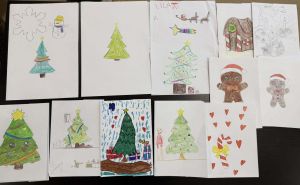 kartki świąteczne wykonane przez uczestników konkursu
