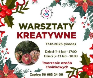 plakat z informacja o warsztatach kreatywnych