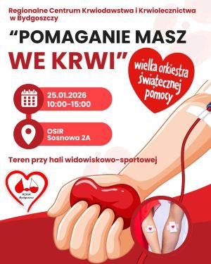 plakat z WOŚP dotyczy oddawania krwi