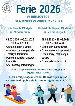 informacja na temat ferii w Bibliotece