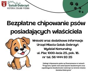 plakat z informacją o chipowaniu psów właścicielskich