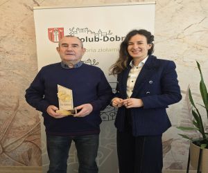 Pan Marek Marcinkowski z Panią Burmistrz Dominiką Piotrowską