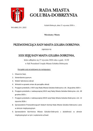 zaproszenie na Sesję Rady Miasta str. 1