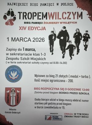 plakat z informacja o Biegu Pamięci Żołnierzy Wyklętych
