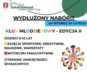 plakat z informacją o wydłużonym naborze Klubu Młodzieżowego