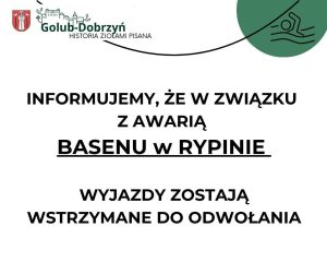 plakat z informacją o wstrzymaniu wyjazdów na basen w Rypinie