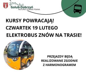 plakat z informacja o powrocie kursów elektrobusa