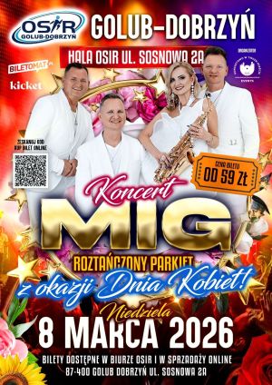 plakat z informacją o koncercie zespołu MIG