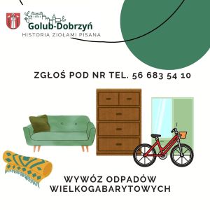 plakat z informacją o numerze telefou do zgłaszania wielkich gabarytów