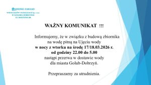 plakat z informacją o przerwie w dostawie wody