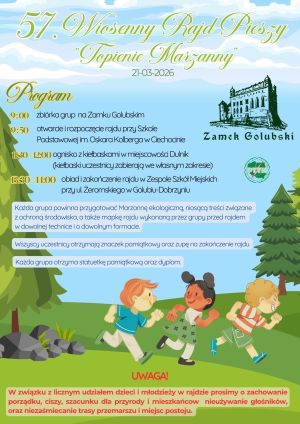 plakat z informacjami dotyczącymi Wiosennego  Rajdu Pieszego