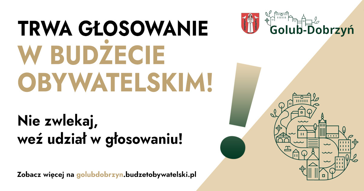 plakat z informacja iż trwa głosowanie na projekt w budżecie obywatelskim