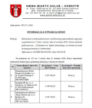 informacja z otwarcia ofert