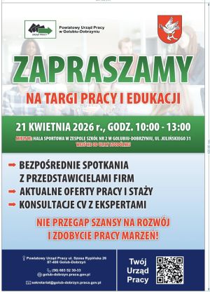 plakat z zaproszeniem na Targi Pracy