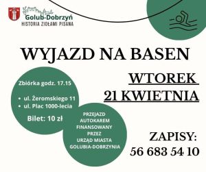 plakat z informacją o wyjeździe na basen