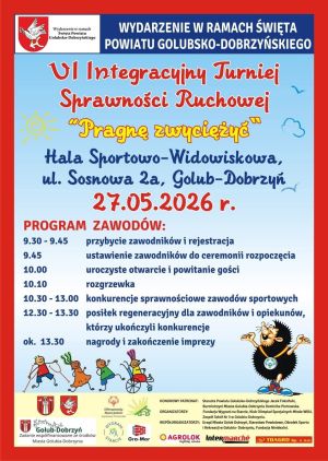 plakat z zaproszeniem na VI Integracyjny Turniej Sprawności Ruchowej