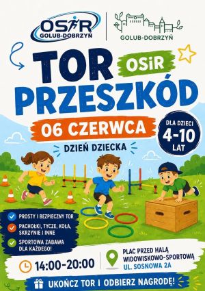 plakat z informacjami o torze przeszkód OSiR