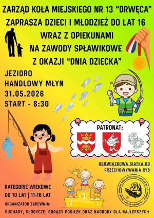 plakat z zaproszeniem na zawody spławikowe