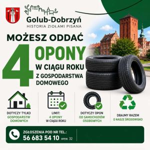 plakat z informacją o oddaniu opon