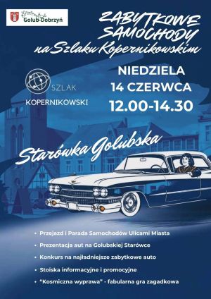 plakat zabytkowe samochody na szlaku Kopernikowskim