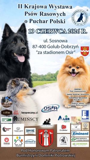plakat z informacja o wystawie psów
