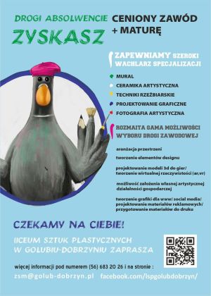 plakat z informacją o rekrutacji do liceum plastycznego