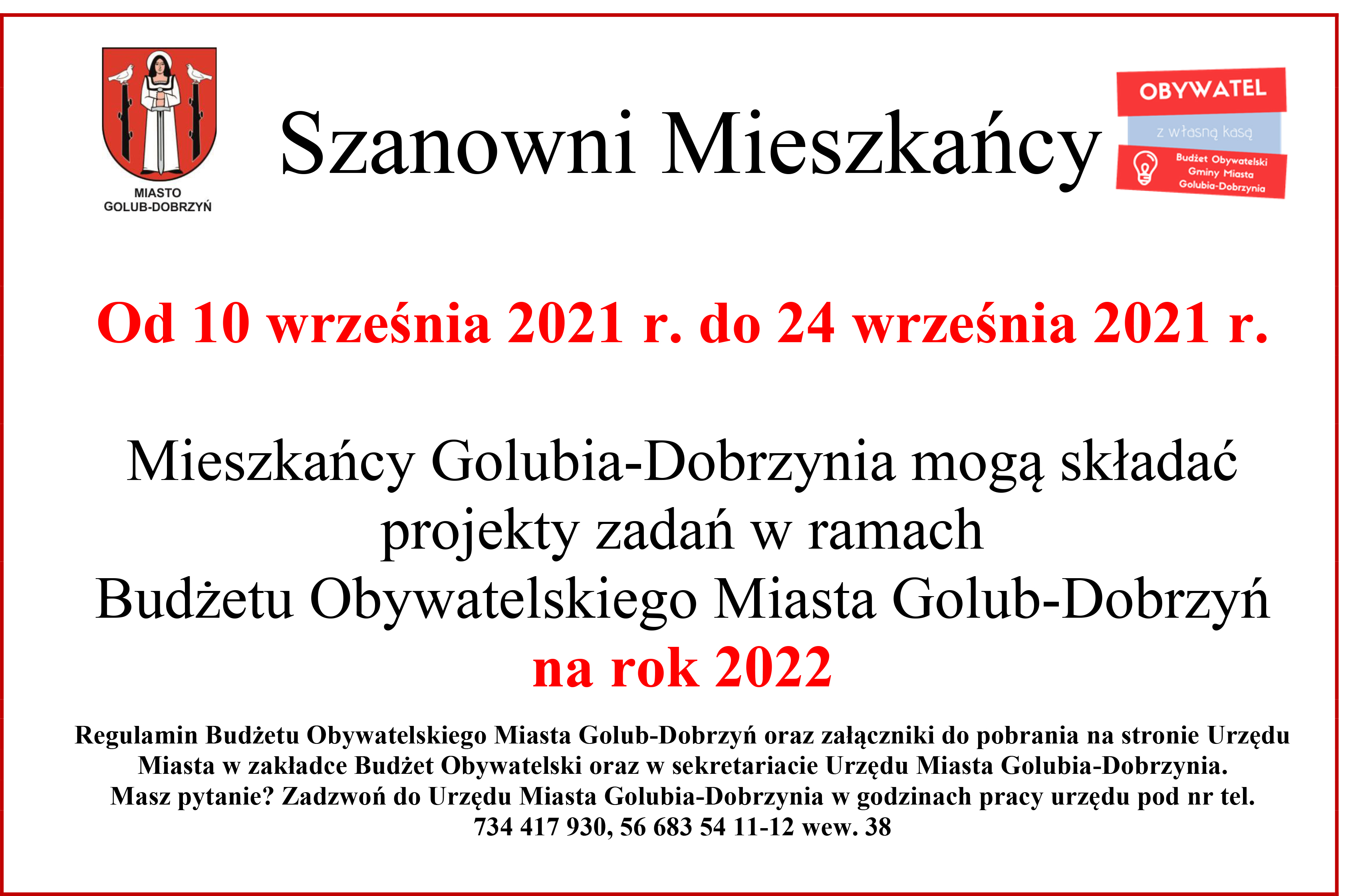Budżet Obywatelski Miasta Golub-Dobrzyń na rok 2022