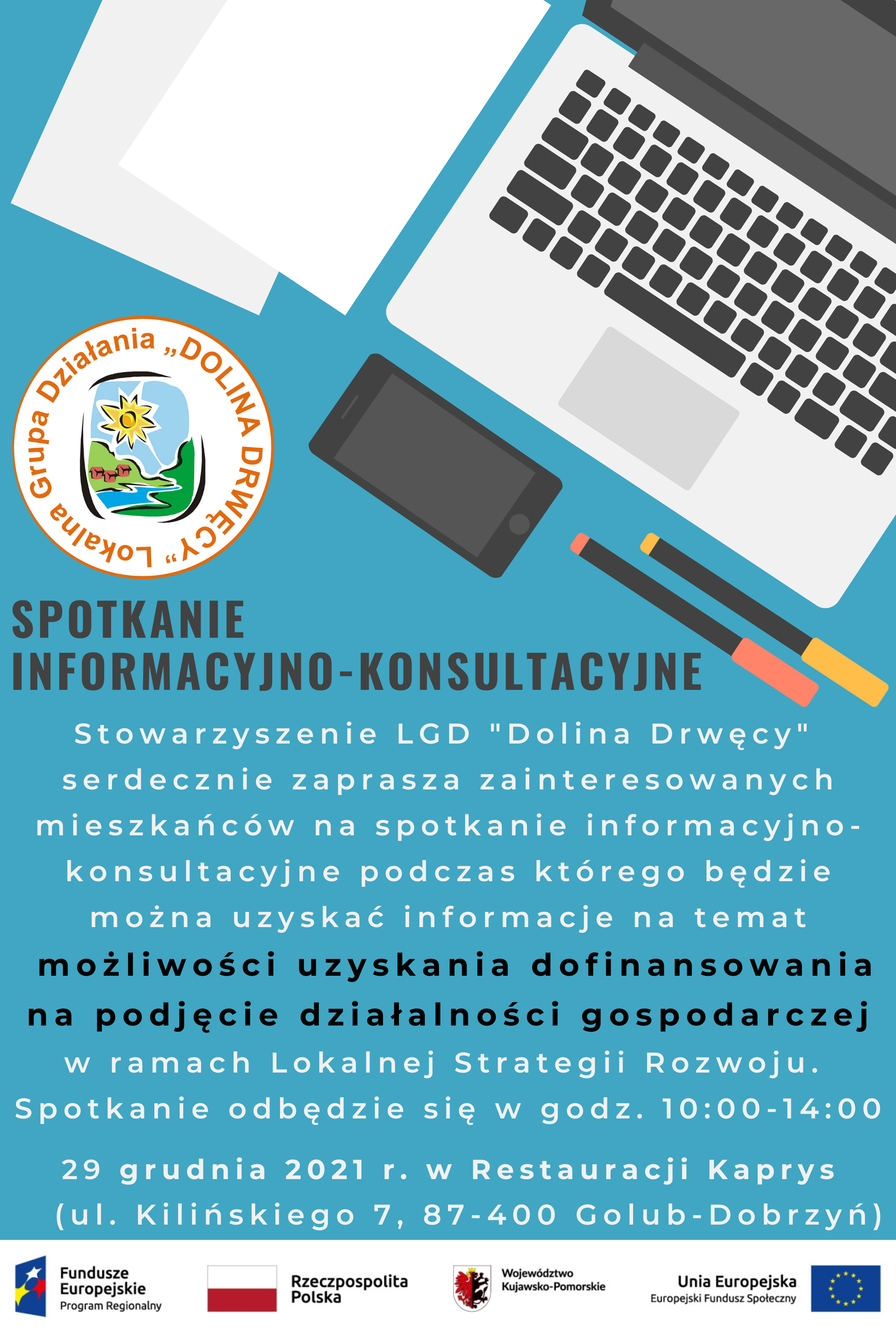 Zaproszenie na spotkanie informacyjno-konsultacyjne Lokalnej Grupy Działania "Dolina Drwęcy"