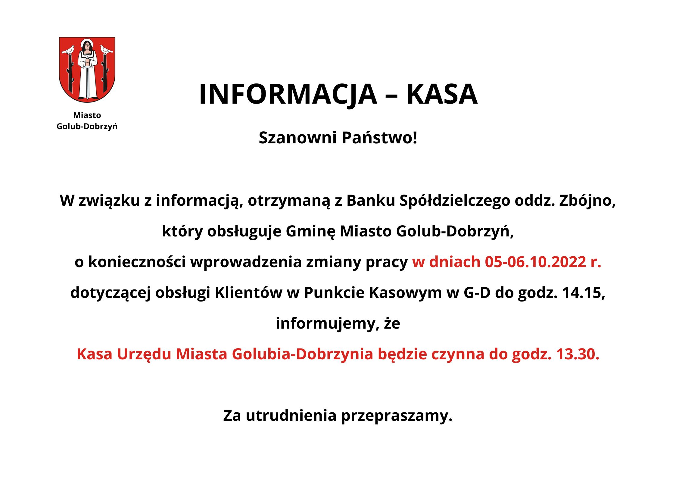 INFORMACJA - KASA