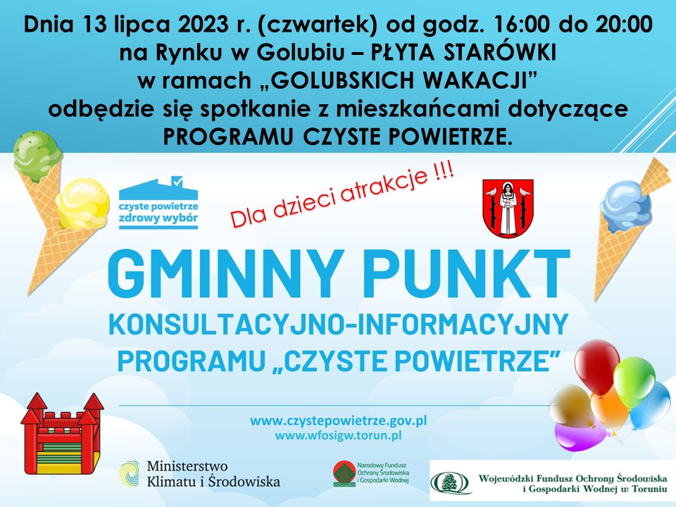 GMINNY PUNKT KONSULTACYJNO-INFORMACYJNY PROGRAMU "CZYSTE POWIETRZE" ZAPRASZA NA SPOTKANIE Z MIESZKAŃCAMI