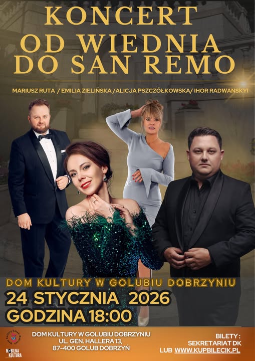Zapraszamy na koncert do DOMU KULTURY w dniu 24 stycznia 2026 r. godz. 18:00