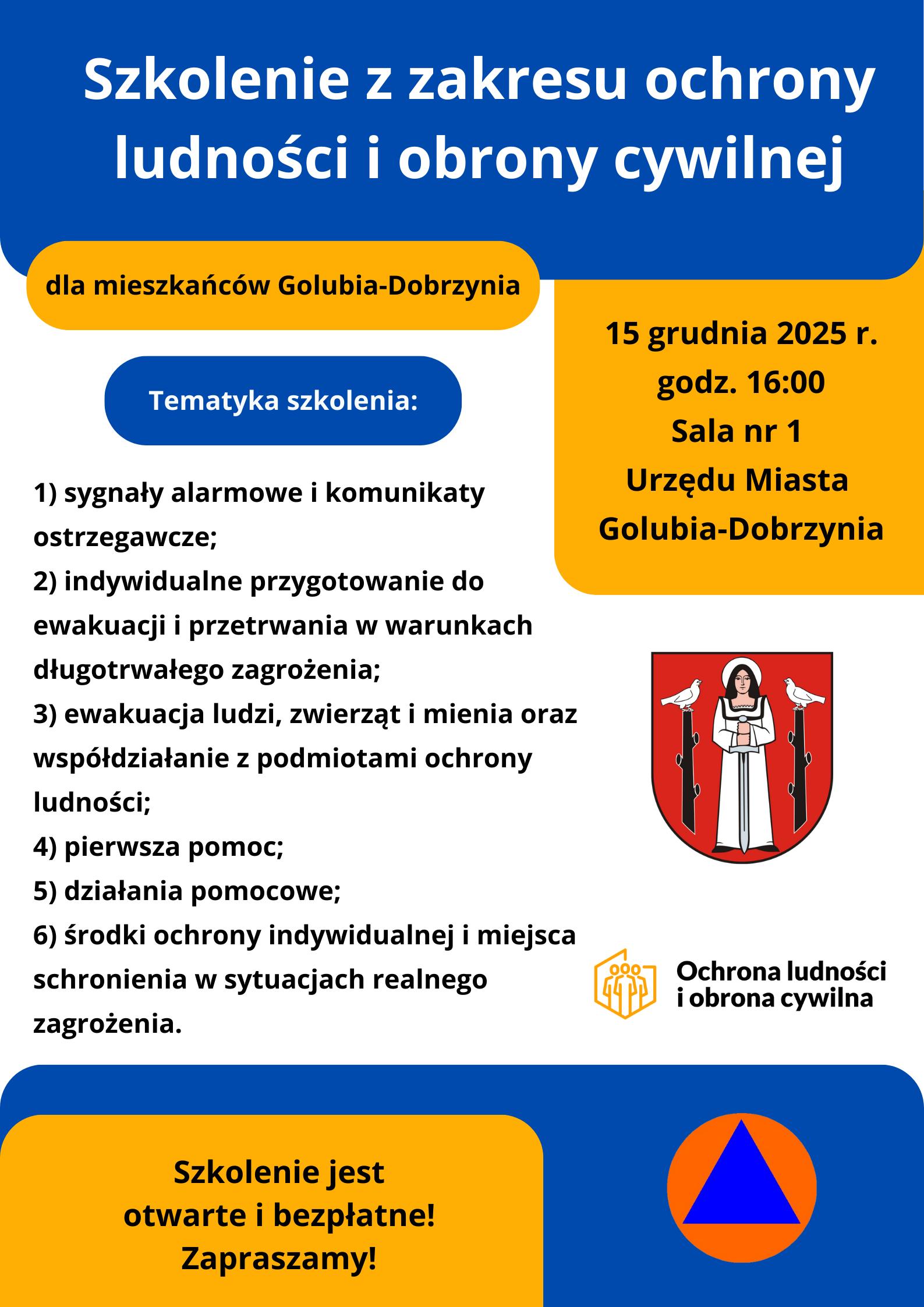 Szkolenie z zakresu ochrony ludności i obrony cywilnej dla mieszkańców Golubia-Dobrzynia