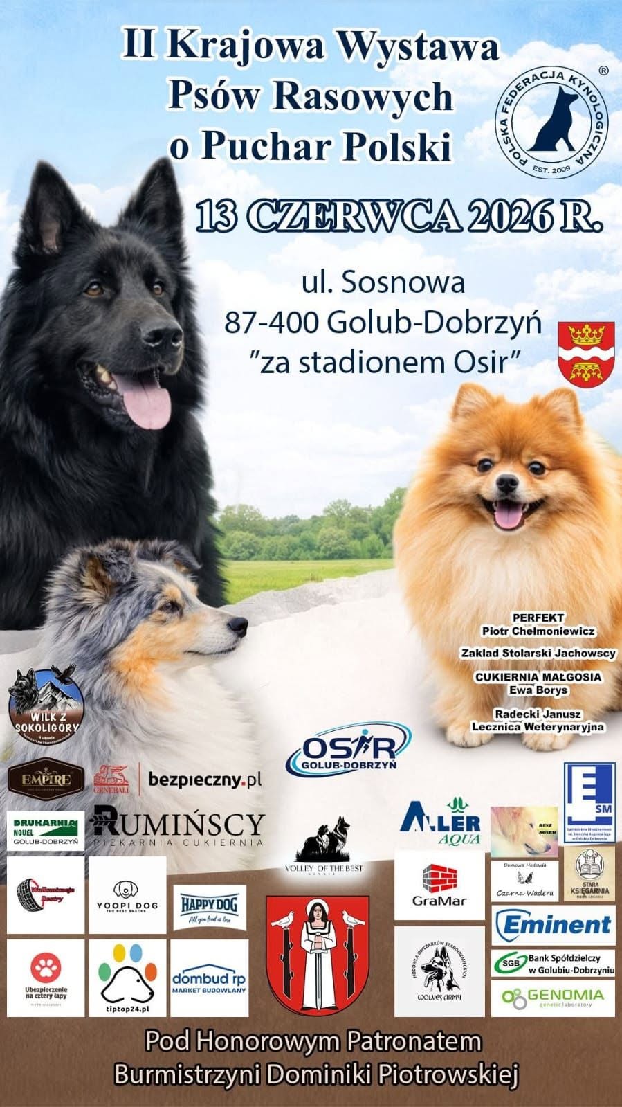 plakat z informacja o wystawie psów